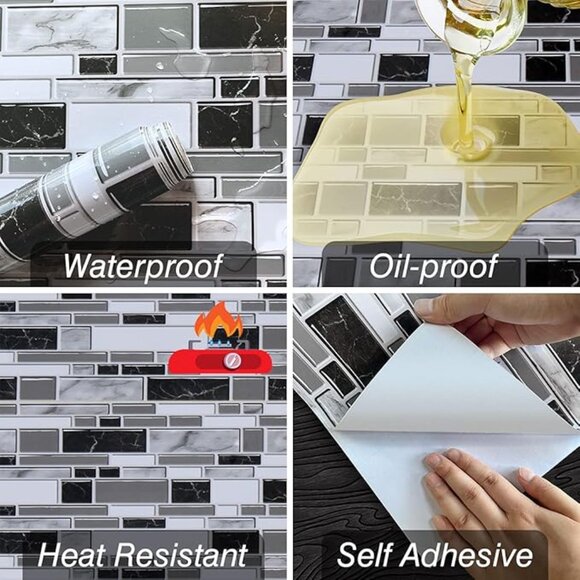 Peel & Stick Kitchen Wallpaper Backsplash Wall Paper for Kitchen 11.8inch x 78in - Picture 4 of 9